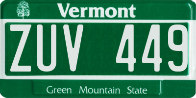 VT license plate ZUV449