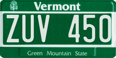 VT license plate ZUV450