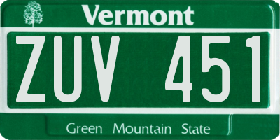 VT license plate ZUV451