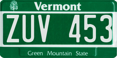 VT license plate ZUV453