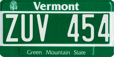 VT license plate ZUV454