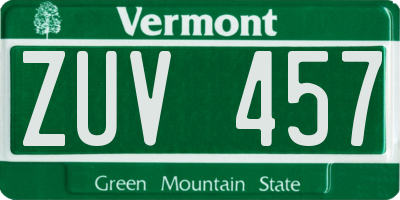 VT license plate ZUV457
