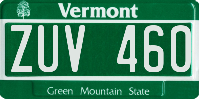 VT license plate ZUV460
