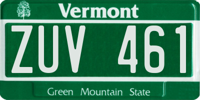 VT license plate ZUV461