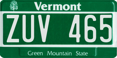 VT license plate ZUV465