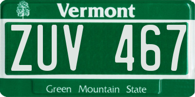 VT license plate ZUV467