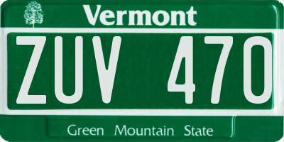 VT license plate ZUV470