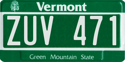 VT license plate ZUV471