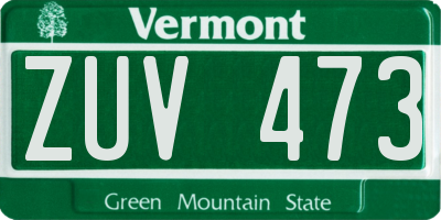 VT license plate ZUV473