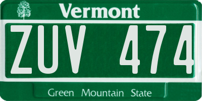 VT license plate ZUV474