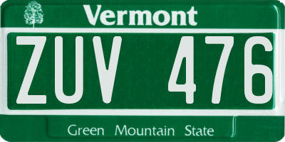 VT license plate ZUV476