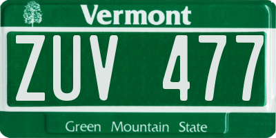 VT license plate ZUV477