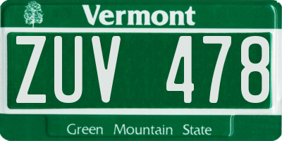 VT license plate ZUV478