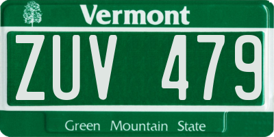 VT license plate ZUV479
