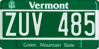 VT license plate ZUV485