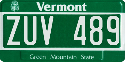 VT license plate ZUV489