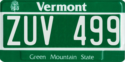 VT license plate ZUV499