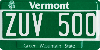 VT license plate ZUV500