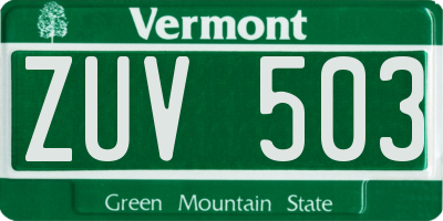 VT license plate ZUV503