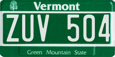 VT license plate ZUV504