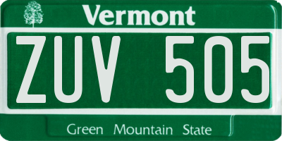 VT license plate ZUV505