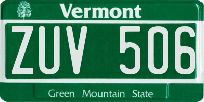 VT license plate ZUV506