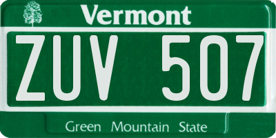 VT license plate ZUV507