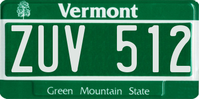 VT license plate ZUV512