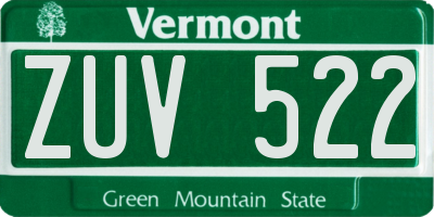VT license plate ZUV522