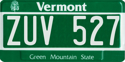 VT license plate ZUV527