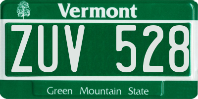 VT license plate ZUV528