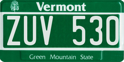 VT license plate ZUV530
