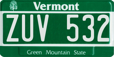 VT license plate ZUV532