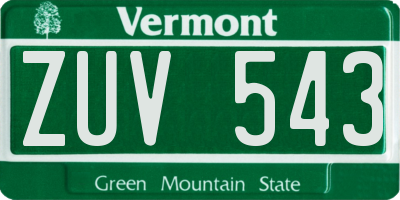 VT license plate ZUV543