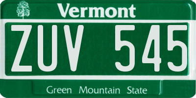 VT license plate ZUV545