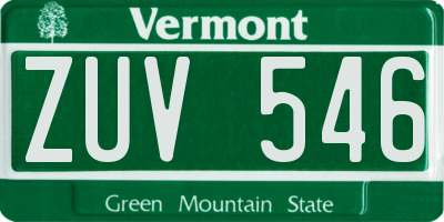 VT license plate ZUV546