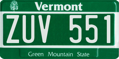 VT license plate ZUV551