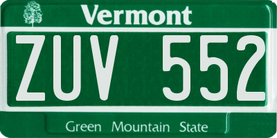 VT license plate ZUV552