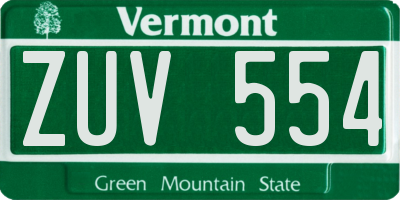 VT license plate ZUV554