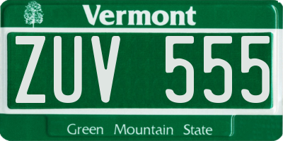 VT license plate ZUV555