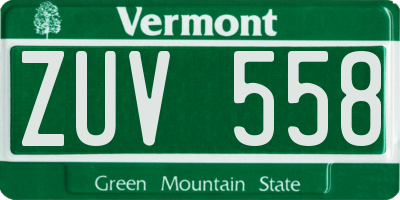 VT license plate ZUV558