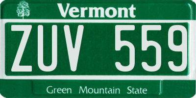 VT license plate ZUV559