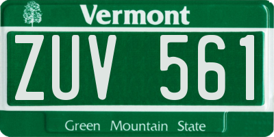 VT license plate ZUV561