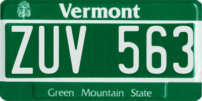 VT license plate ZUV563