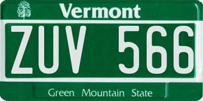VT license plate ZUV566