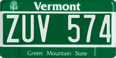 VT license plate ZUV574