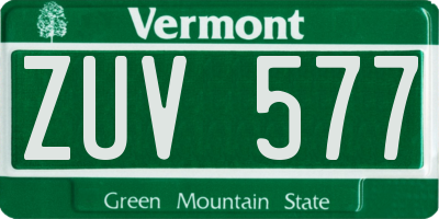 VT license plate ZUV577