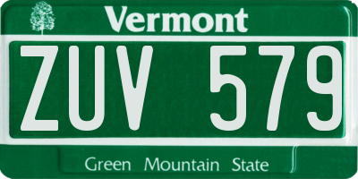 VT license plate ZUV579