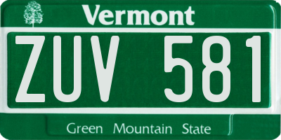 VT license plate ZUV581