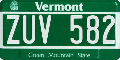 VT license plate ZUV582